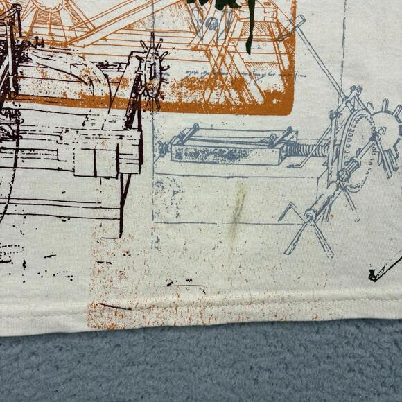 Vintage Y2K Leonardo Da Vinci Vitruvian Man All Over Print Graphic T-Shirt L NWT - Picture 7 of 10